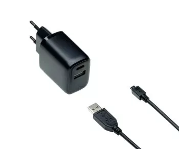 Adaptador de carregamento USB PD/QC 3.0 incl. cabo micro USB de 2 m 20W, 3,6V~5,9V/3A; 6~9V/2A; 9V~12V/1,5A